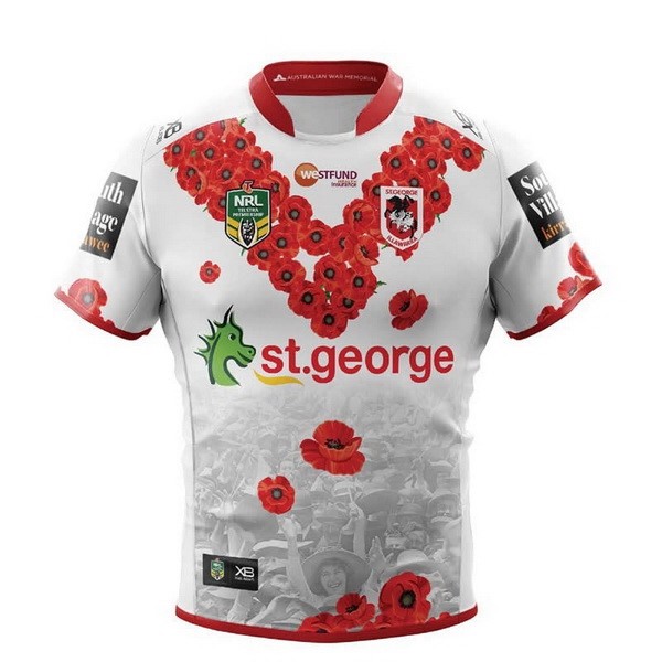 Maillot Rugby St.George Illawarra Dragons Édition Commémorative 2018 Blanc